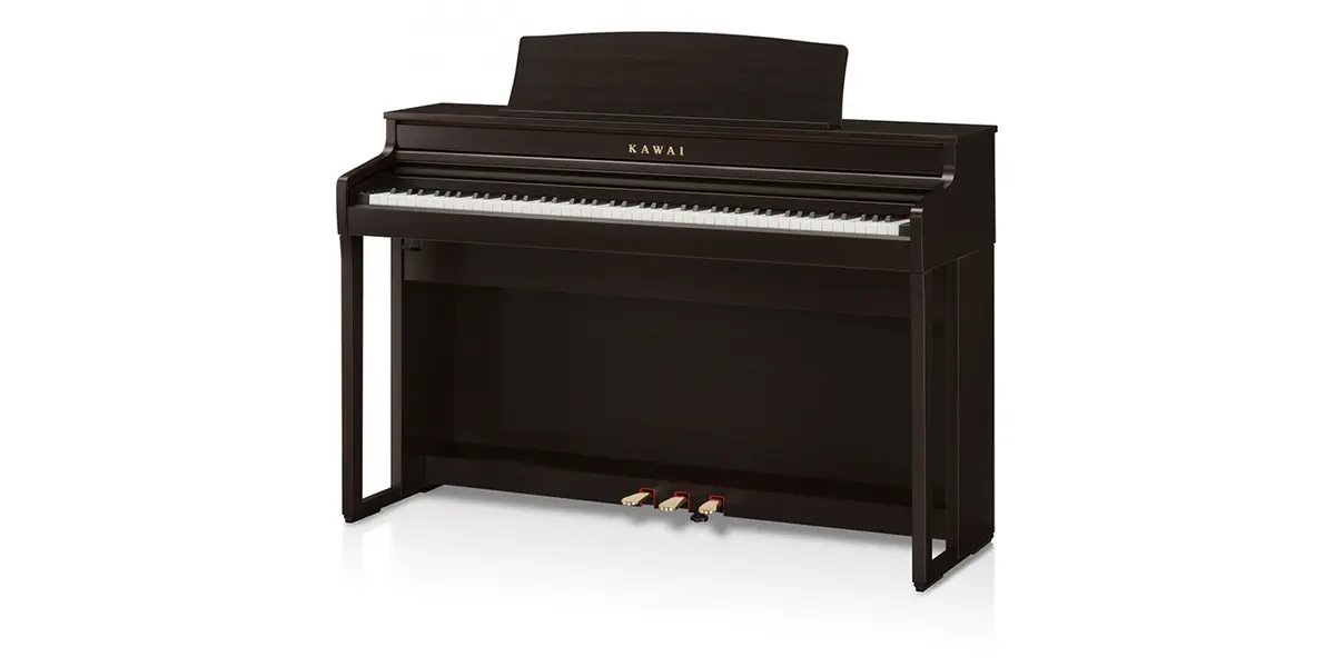 Kawai CA 401 digital piano in dark wood finish, cut-out product view
