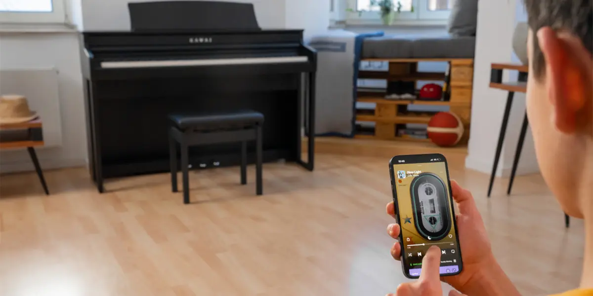Kawai CA 401 Smartphone-Steuerung vor Digitalpiano