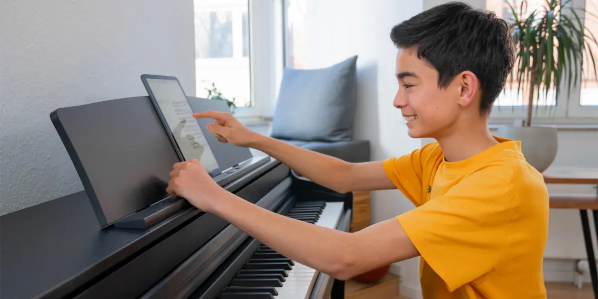 Kawai CA 401 music desk being adjusted