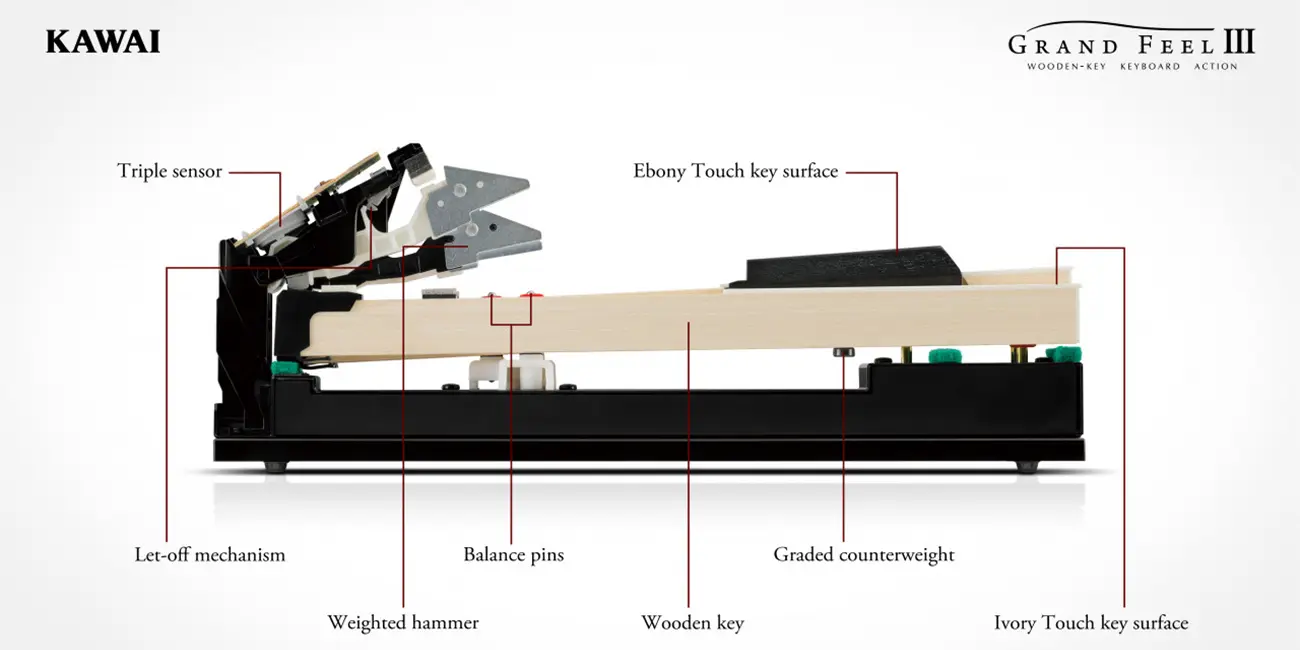 Kawai CA 701 cutaway illustration of the digital piano