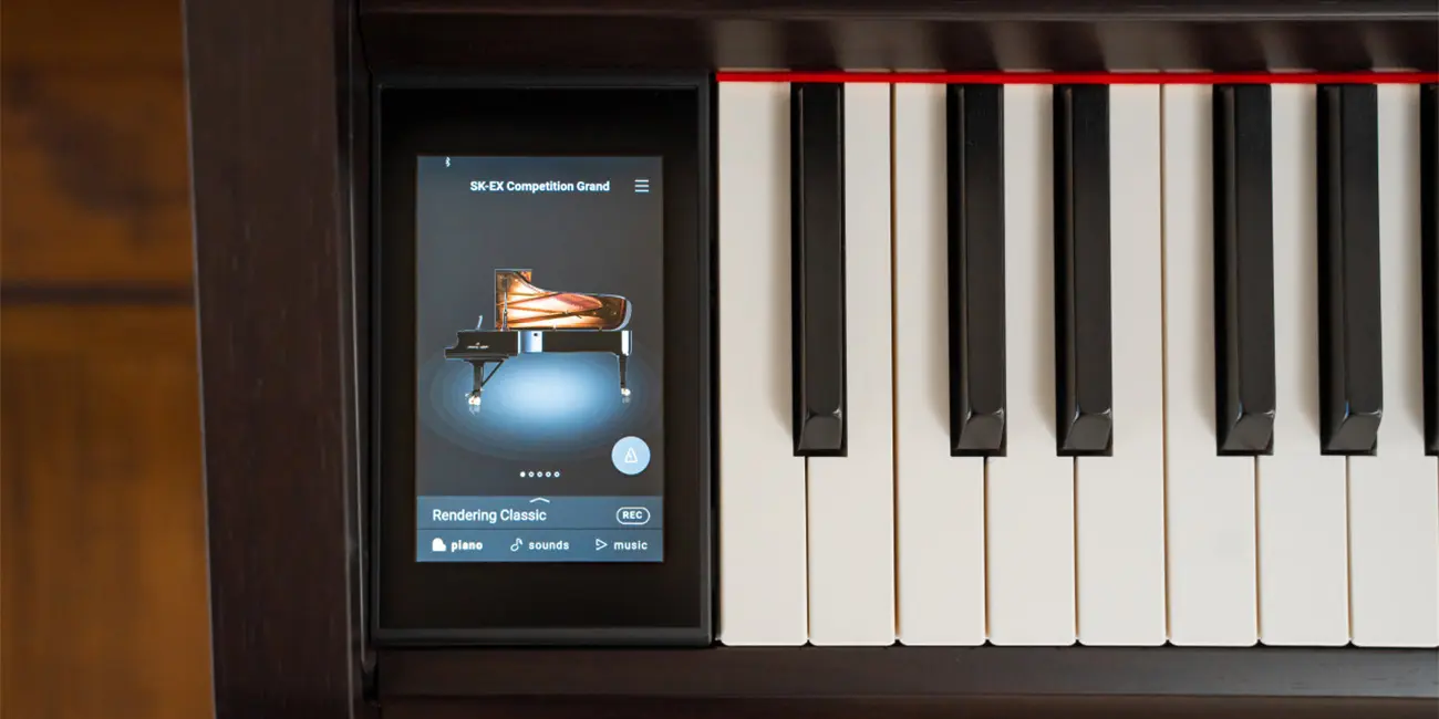 Kawai CA 701 touchscreen next to the keyboard
