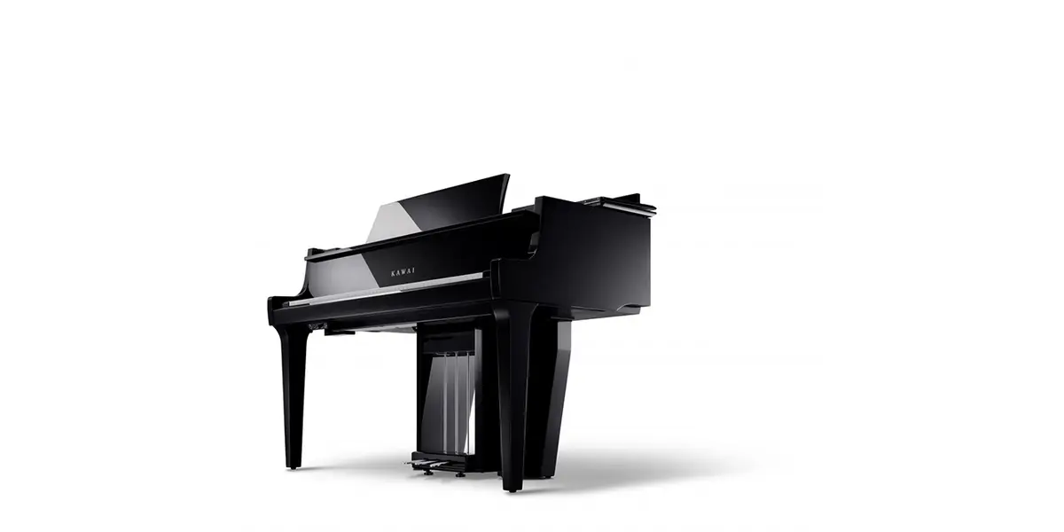 Piano hybride Kawai NV12 en noir, vue latérale