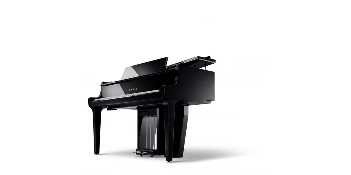 Piano hybride Kawai NV12 en noir, vue latérale