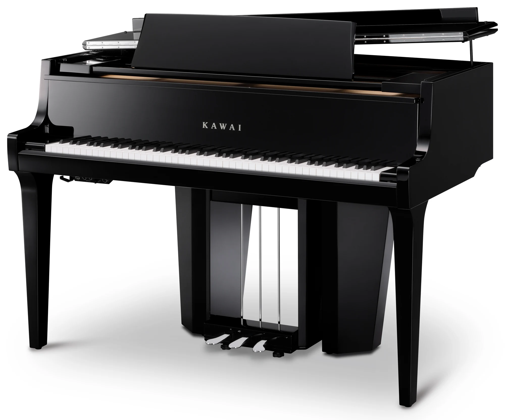 Kawai NOVUS NV12 Hybridpiano im Flügel-Stil in Schwarz poliert, Dreiviertelansicht