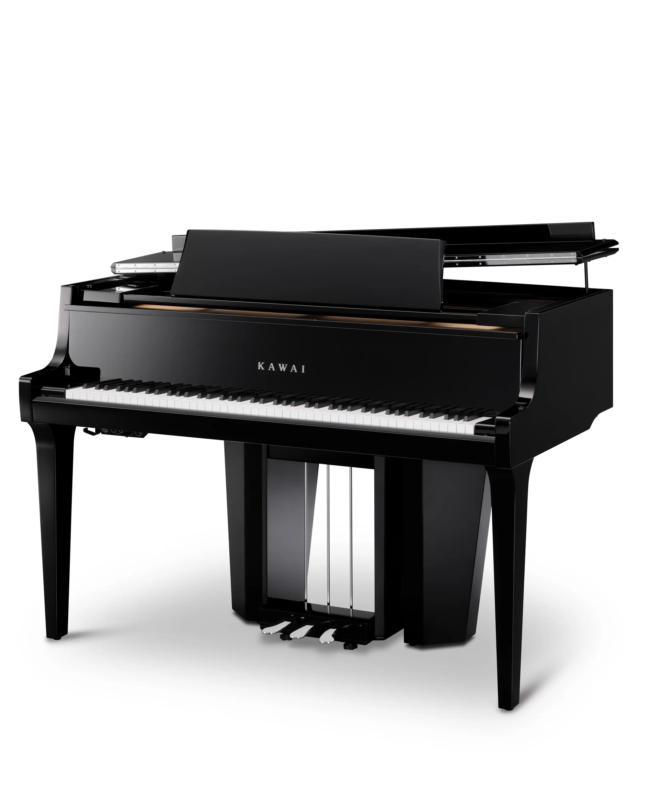 Kawai NOVUS NV12 Hybridpiano in Schwarz poliert, Dreiviertelansicht