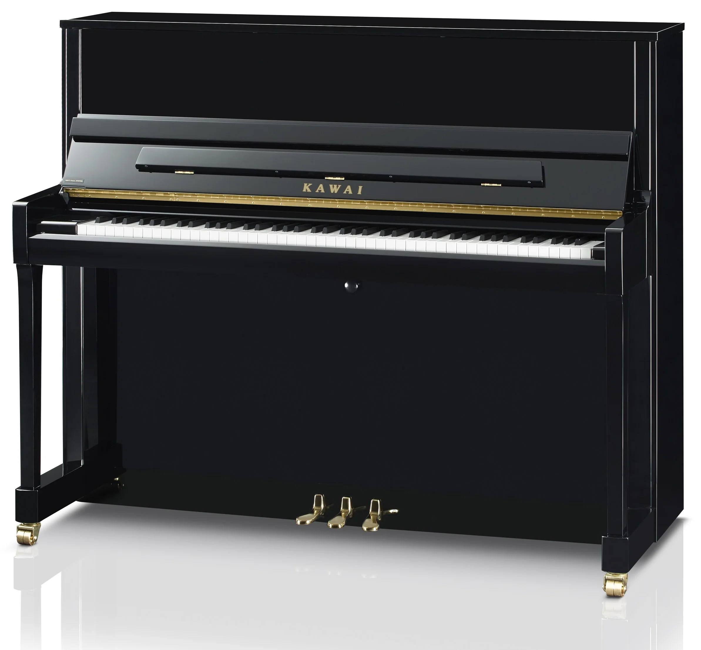 Akustisches Kawai K-300 Klavier in Schwarz poliert, Frontansicht