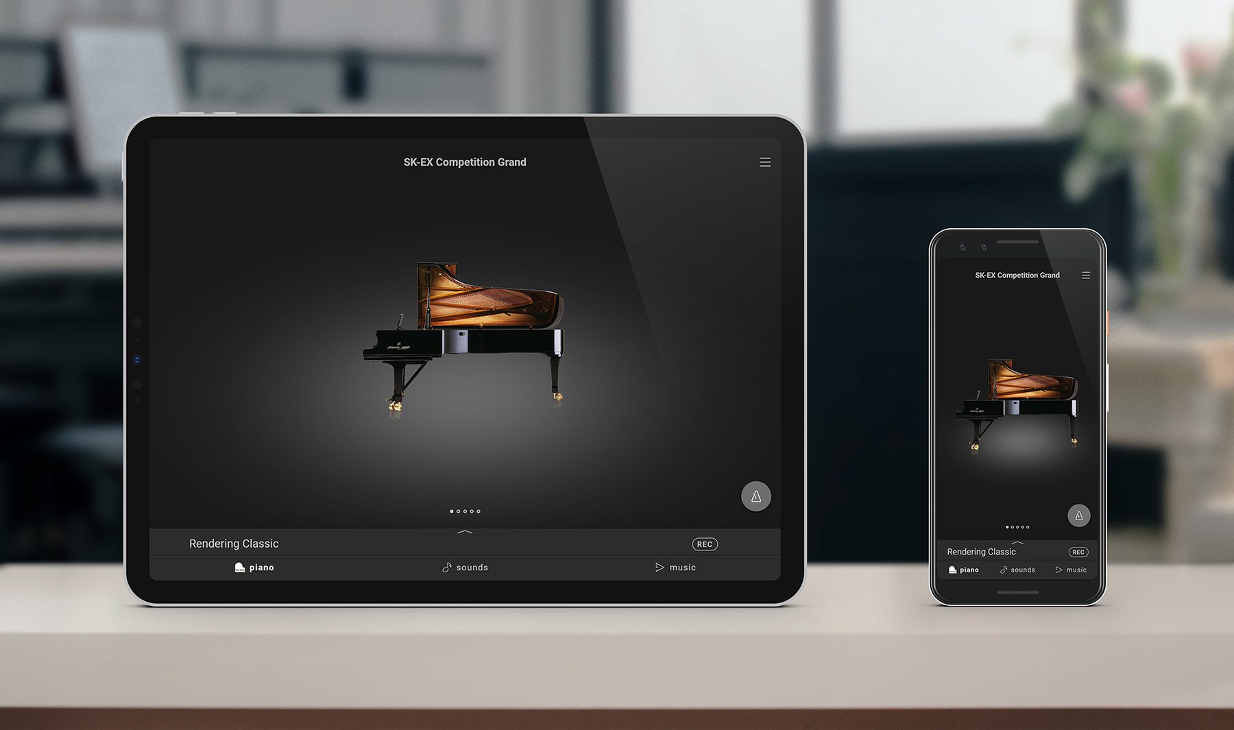 Die PianoRemote App auf einem Tablet und einem Smartphone