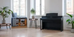 Kawai CA 401 Digitalpiano in Schwarz im hellen Wohnraum