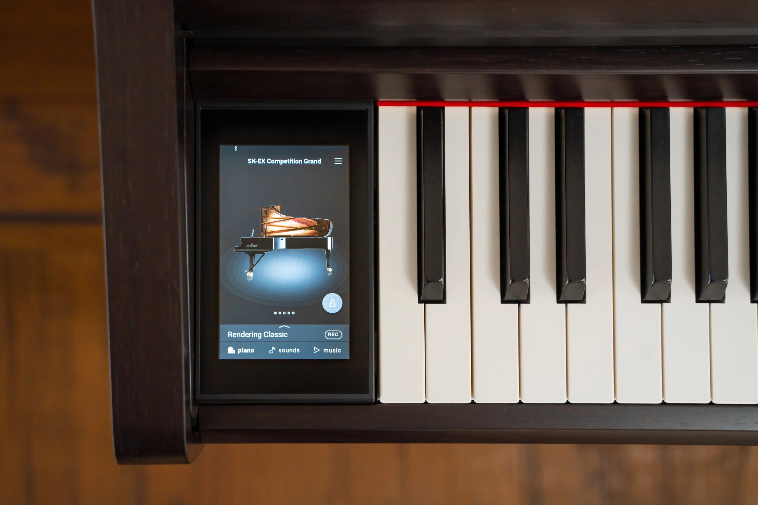The 5-inch colour touchscreen built into the cheekblock of the Kawai CA 701