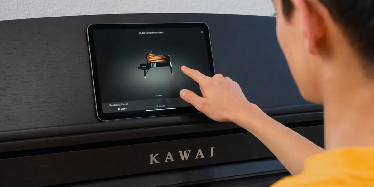 Kawai CA 401 Touchdisplay wird per Hand bedient